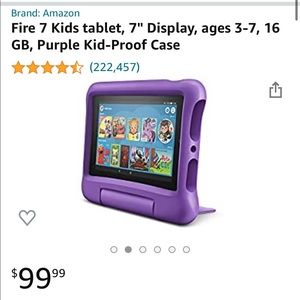 Fire 7 kids tablet, purple.